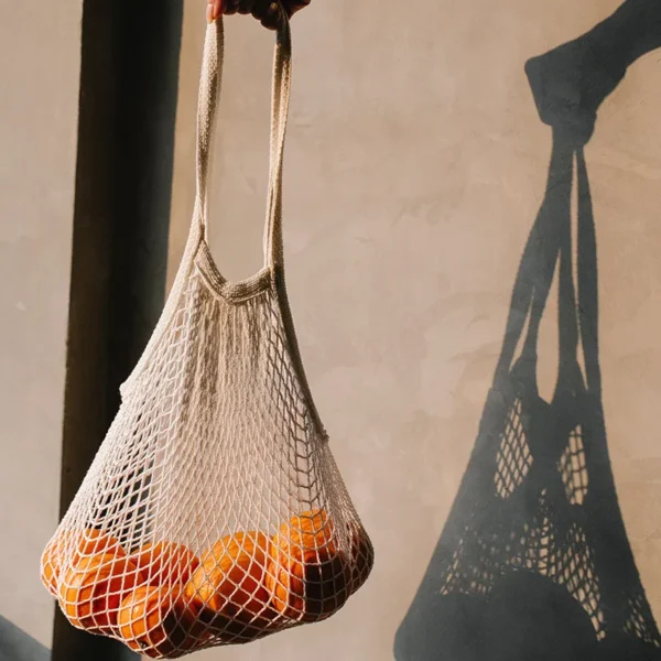 Portable reusable grocery bags fruit and vegetable bags can be washed cotton mesh rope organic tote short tote net tote bag - Image 3