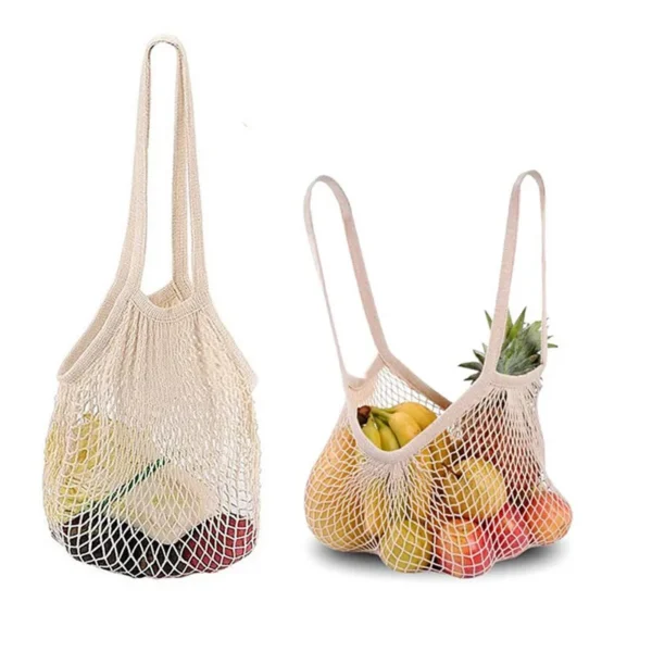 Portable reusable grocery bags fruit and vegetable bags can be washed cotton mesh rope organic tote short tote net tote bag - Image 5