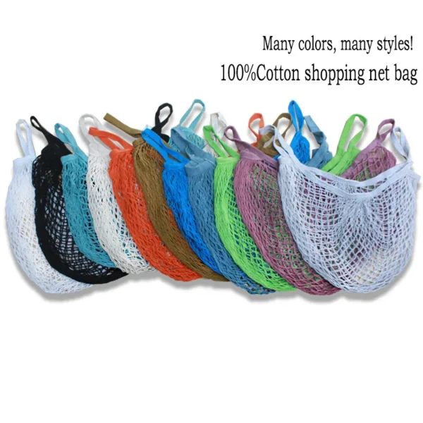 Portable reusable grocery bags fruit and vegetable bags can be washed cotton mesh rope organic tote short tote net tote bag - Image 6