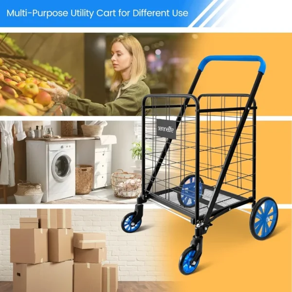 Shopping Cart with 360 Rolling Swivel Wheels - Image 6