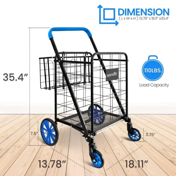 Shopping Cart with 360 Rolling Swivel Wheels
