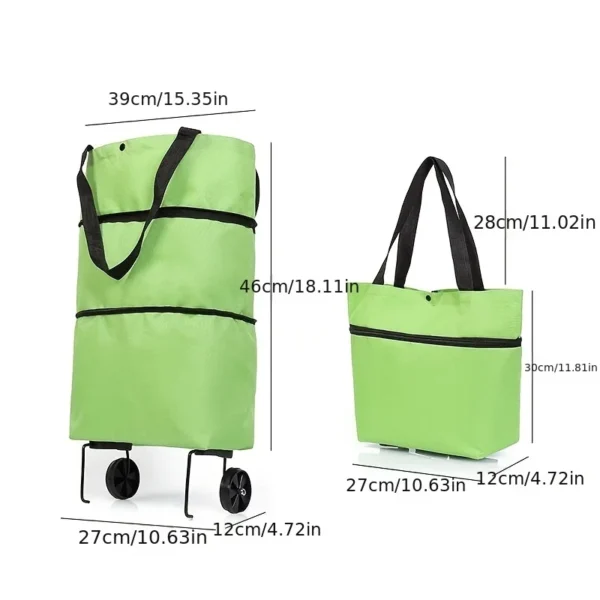 Small Pull Folding Portable Shopping Cart with Wheels Collapsible Trolley Hand Basket Package Vegetables Food Grocery Organizer - Image 3