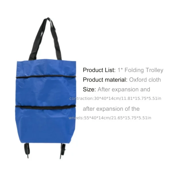 Small Pull Folding Portable Shopping Cart with Wheels Collapsible Trolley Hand Basket Package Vegetables Food Grocery Organizer - Image 4