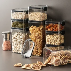 Snacks Nuts Kitchen Food-Grade Storage Box Snacks Whole Grain Sealed Cans Storage Transparent Plastic Dried Fruit Box.