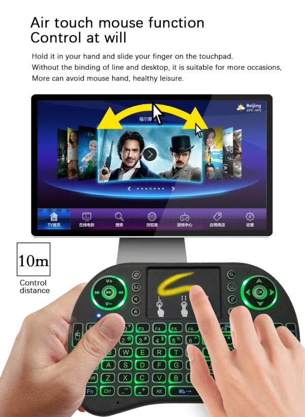 i8 Arabic French Spanish Russian Backlit Mini Wireless Keyboard - Image 4