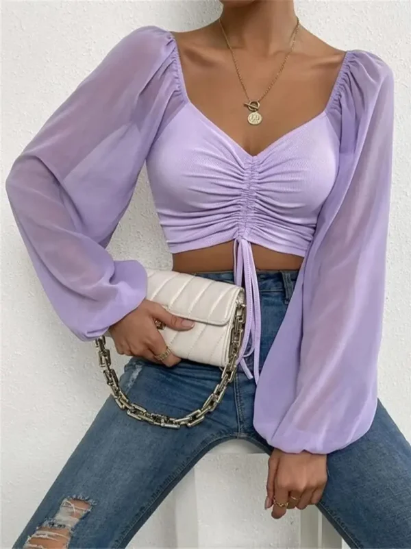 Woman’s Tops Puff Sleeve Close-Fitting - Image 3