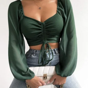 Woman’s Tops Puff Sleeve Close-Fitting