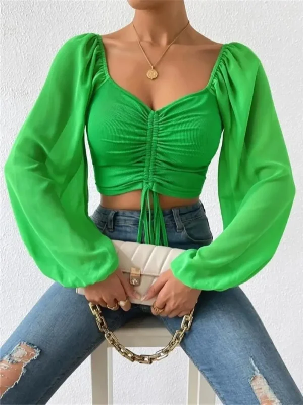 Woman’s Tops Puff Sleeve Close-Fitting - Image 6