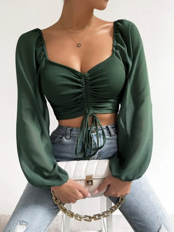 Woman’s Tops Puff Sleeve Close-Fitting
