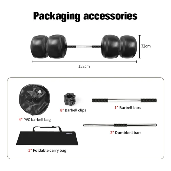 60KG Gym Equipment Water Filled Dumbbells - Image 6