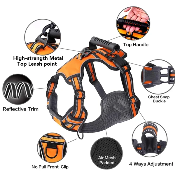 Breathable Reflective Dog Harness Vest with Handle - Image 2