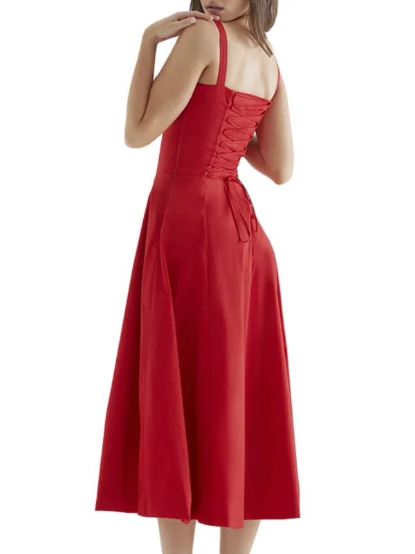 Women Summer Dress Solid Color Sleeveless - Image 2
