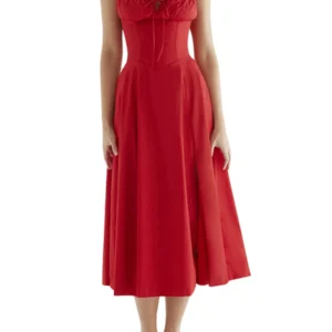Women Summer Dress Solid Color Sleeveless
